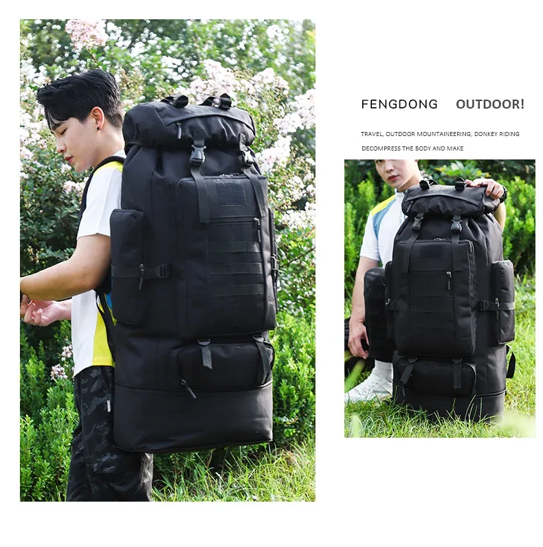 sac à dos de randonnée homefish 80l/100l, grand sac à dos de montagne, sac à dos tactique pour l'escalade, la randonnée, le camping et les voyages