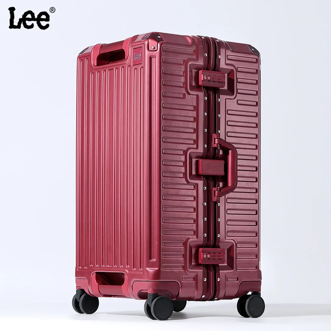 valise de voyage de grande taille, cadre en aluminium, valise à roulettes avec roulettes, bagage à main avec porte-gobelet, boîte à mot de passe