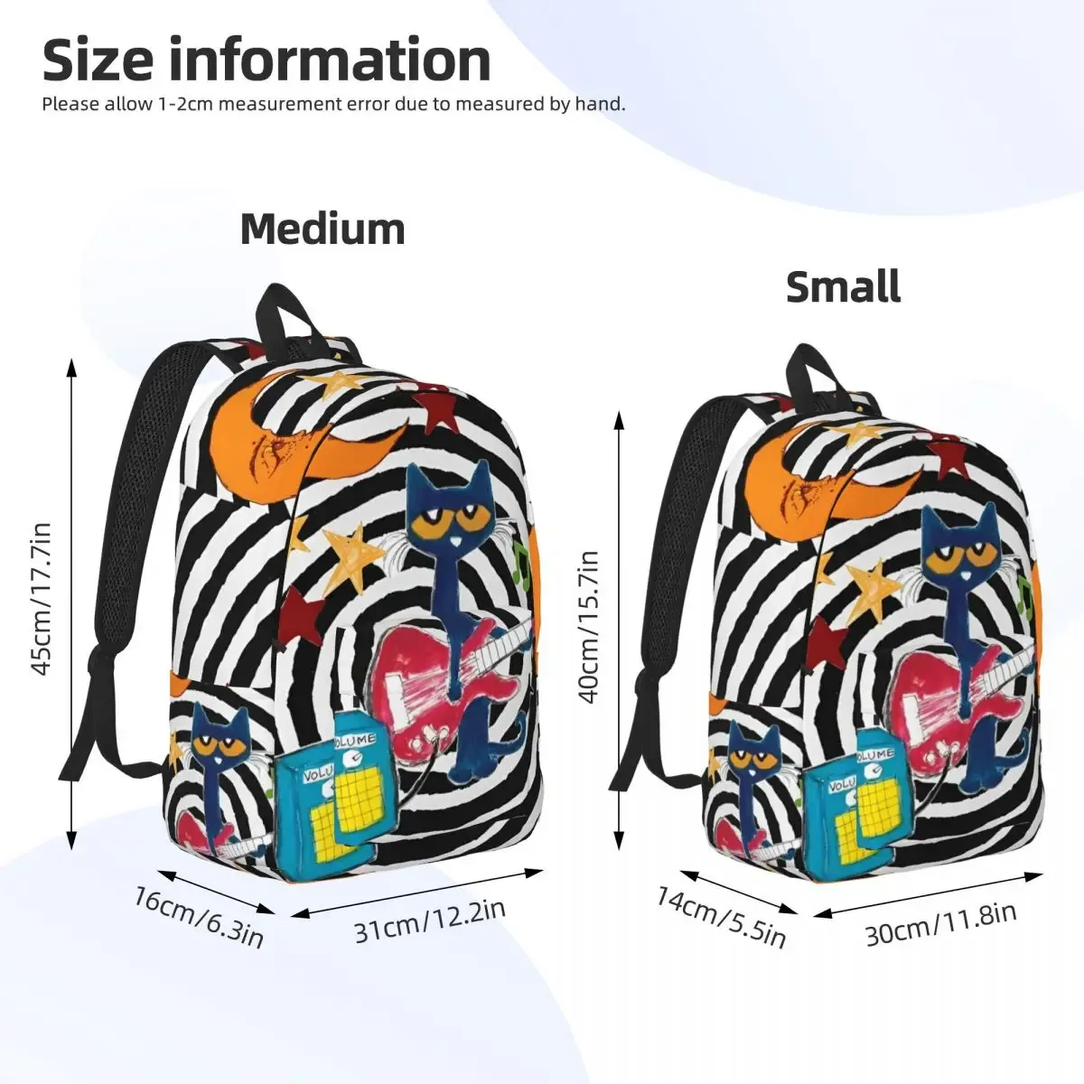 pete le chat j'aime mes chaussures blanches sac à dos cool lycée randonnée voyage dessin animé chats sac à dos pour hommes femmes ordinateur portable sacs en toile