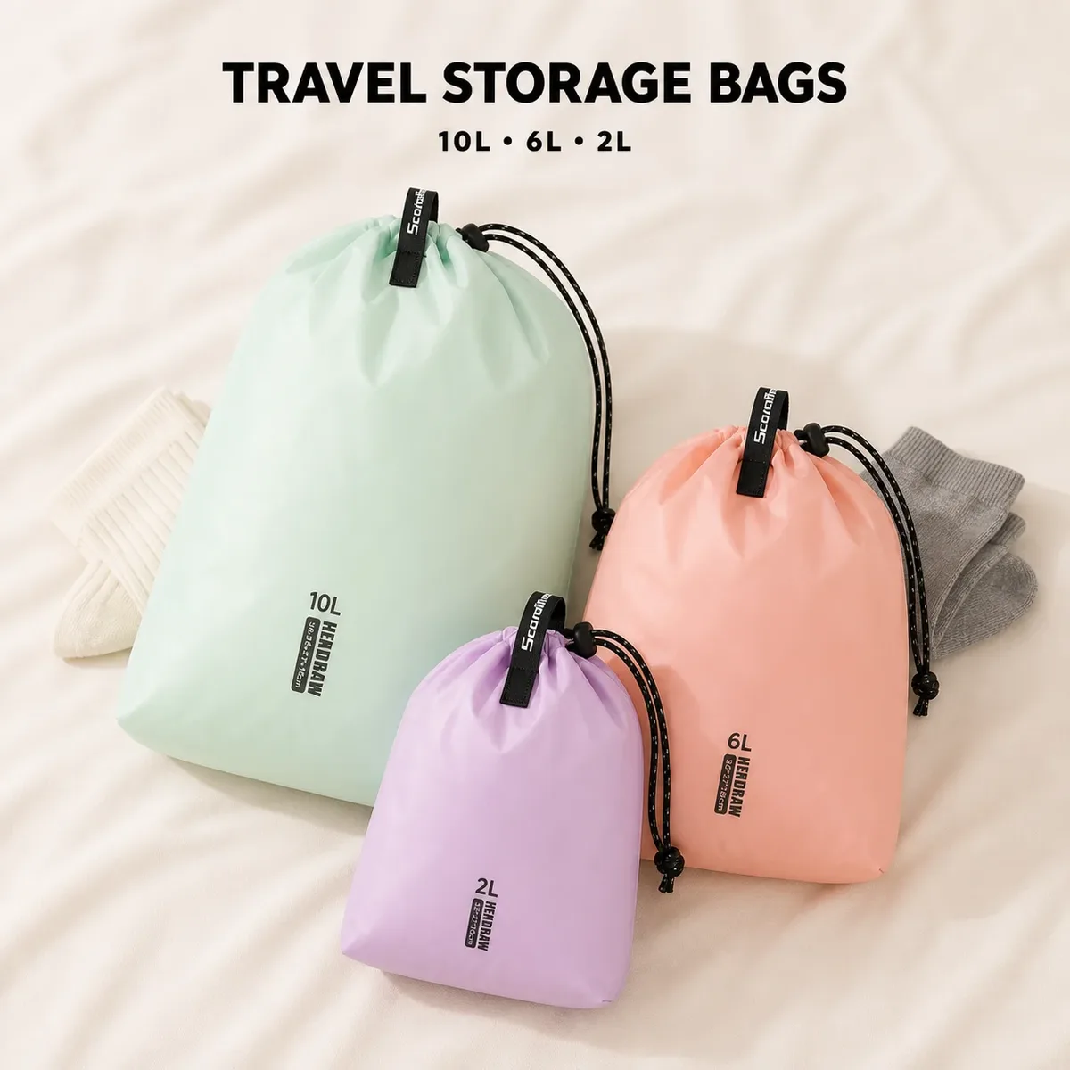 sacs de rangement de voyage à cordon, imperméables et légers, cubes d'emballage pour vêtements, organisateur multi-tailles pour chaussettes, chaussures, bagages