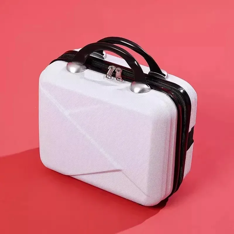 sac de maquillage de voyage pour femmes de 14 pouces, mini valise compacte en plastique abs, design uni, idéal pour un usage personnel