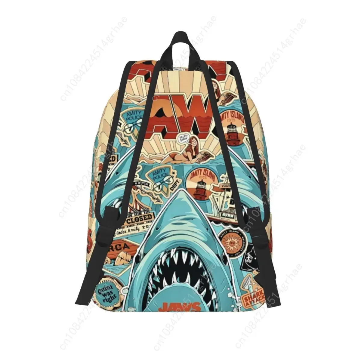 sac à dos jaws classic film amity island pour hommes, femmes, adolescents, étudiants, randonnée, voyage, sac à dos de jour, sac à bandoulière pour ordinateur portable, extérieur