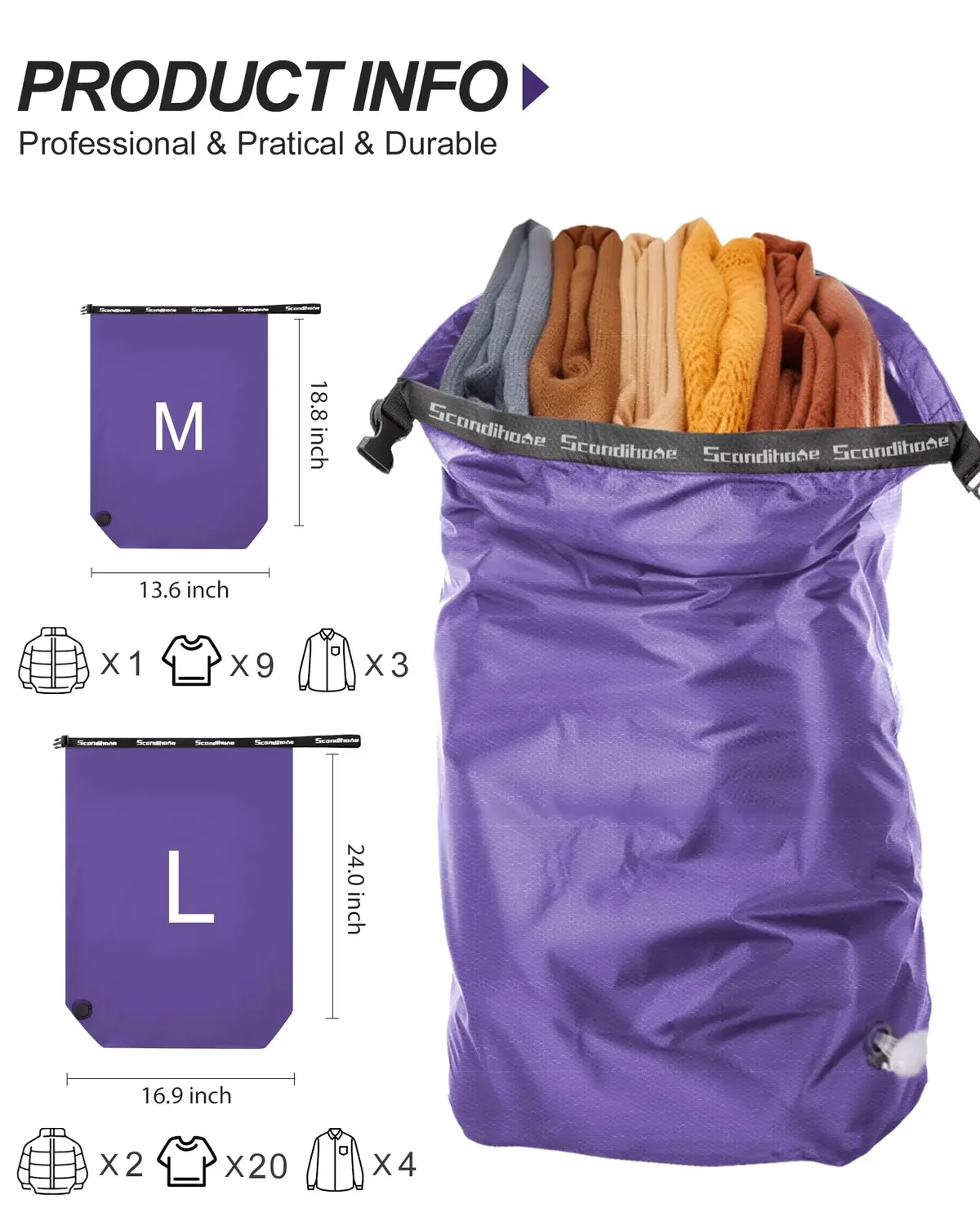 sac de compression sans plis pour le voyage, sac de rangement sous vide étanche, organisateur gain de place pour vêtements, camping, gym, cubes de rangement