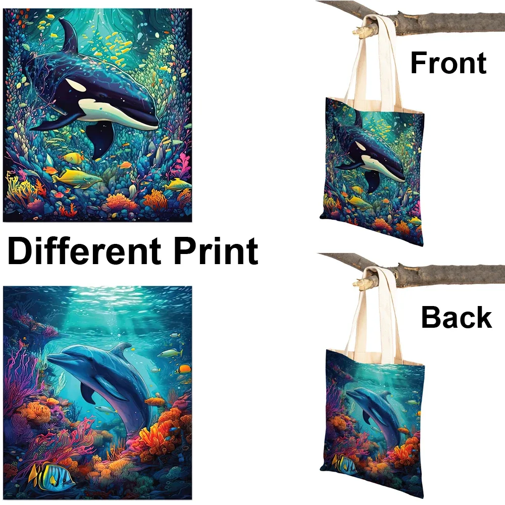 sac fourre-tout en toile à impression différente pour femmes, sacs à main personnalisés avec logo imprimé, grand sac de shopping initié, livraison directe