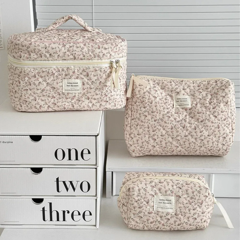 sac à main vintage imprimé feuilles pour femmes, grande capacité, pochette de rangement de maquillage, cosmétiques et de toilette, organisateur de voyage, pochette matelassée