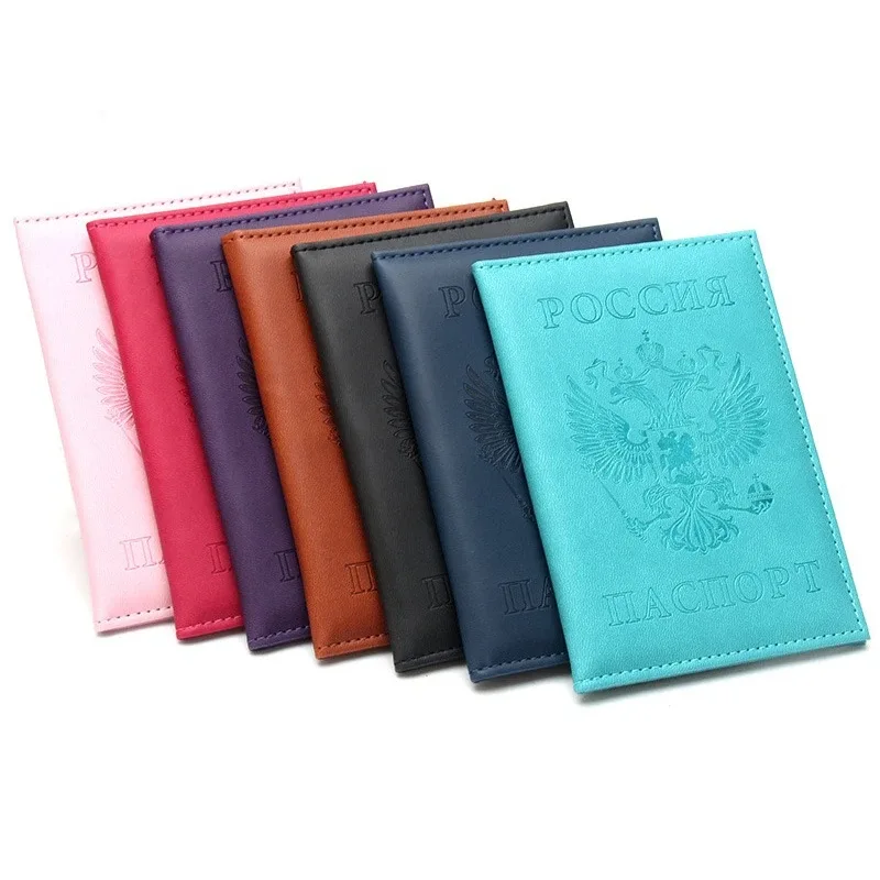 porte-passeport russe, couverture en cuir, portefeuille, porte-carte d'identité de voyage