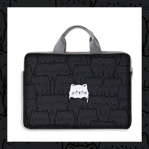 sac à main pour ordinateur portable avec imprimé chat, résistant aux chocs, sac de transport portable avec poignée pour ordinateur portable, voyage, école