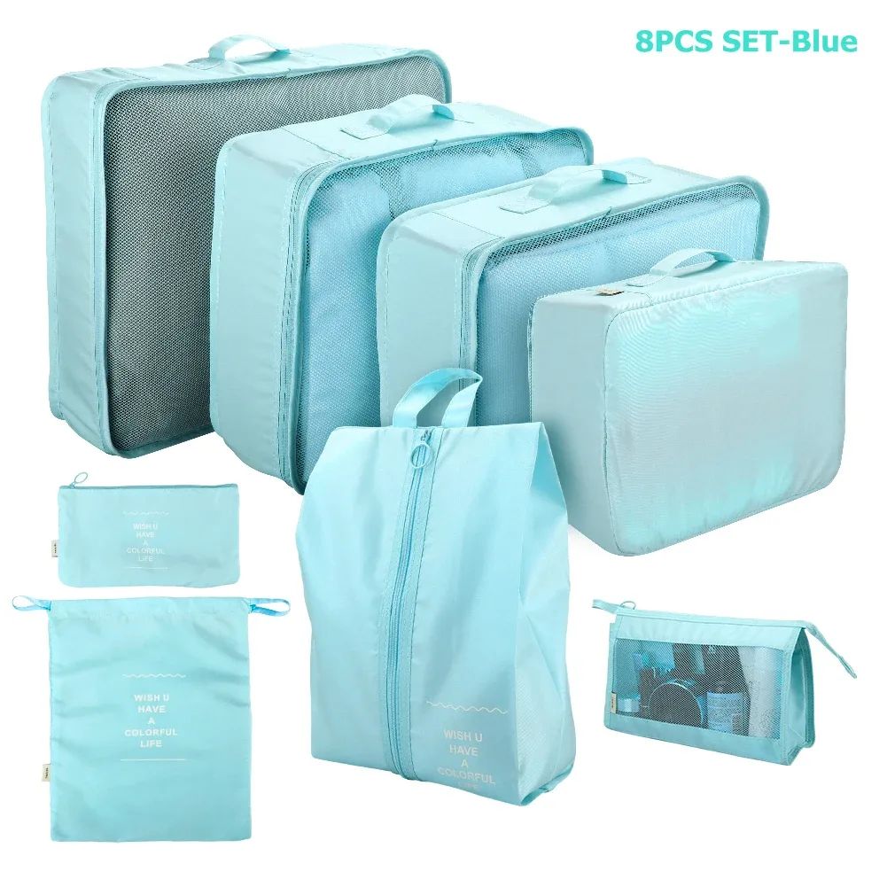 organisateur voyage beige clair motifs palmiers vagues grande capacité sac rangement nylon résistant eau polyvalent femmes
