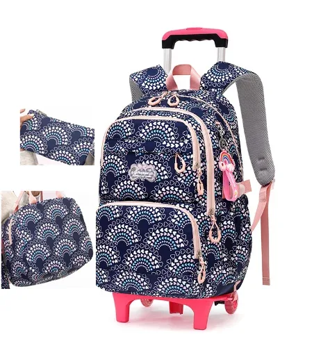 sac à dos à roulettes scolaire 3 pièces sac à déjeuner sac à crayons pour enfants sac à roulettes étanche fille école sac à dos à roulettes ensemble de sacs pour les filles