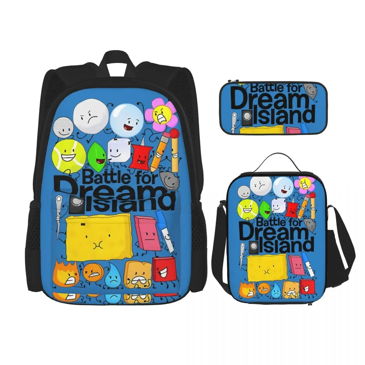 sac dos polyester motif coloré objet visages noirs adolescents ordinateur portable déjeuner usage voyage