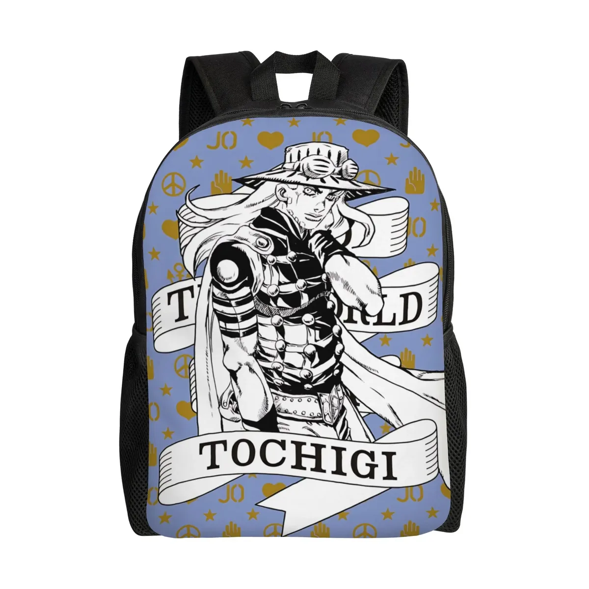 sac à dos jojo's bizarre adventure world, sac ita, sac à dos décontracté pour le camping avec fermeture éclair, motif anime jojo