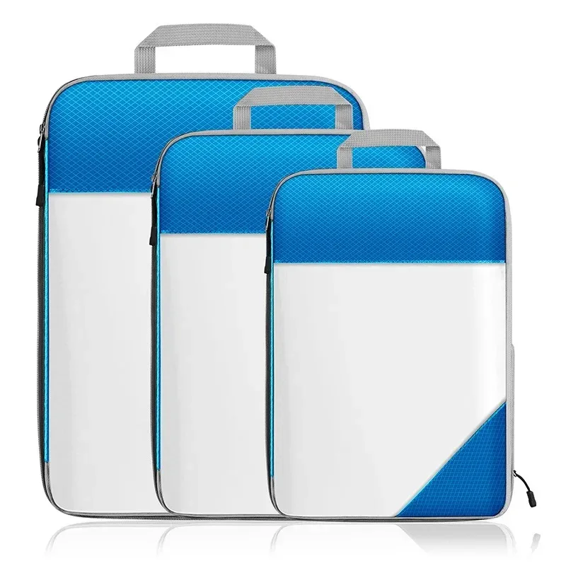 sac de rangement semi-transparent tup pliable et étanche pour voyage, ensemble de sacs de rangement portables pour bagages, matériau en nylon du menton continental
