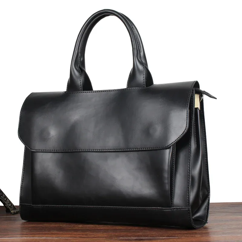 porte-documents d'affaires décontracté pour hommes et femmes, sac à main en cuir pu pour ordinateur portable de 13.3 pouces, sacoche à bandoulière avec cheval fou