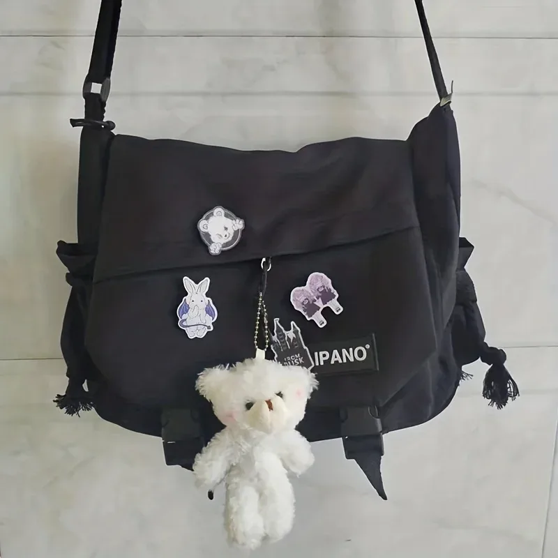 sac messager en nylon pour hommes, sac à bandoulière tendance pour hommes, sac d'école pour étudiants, sacs à bandoulière de couleur unie pour hommes