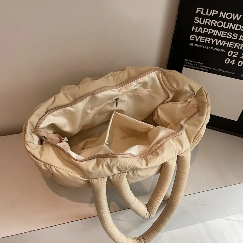 sac à main luxe sac bandoulière femme 2025 hiver dernière tendance femmes sacs fourre-tout à bandoulière espace coton rembourré grande capacité shopper fourre-tout qualité trajet sacs à main dame