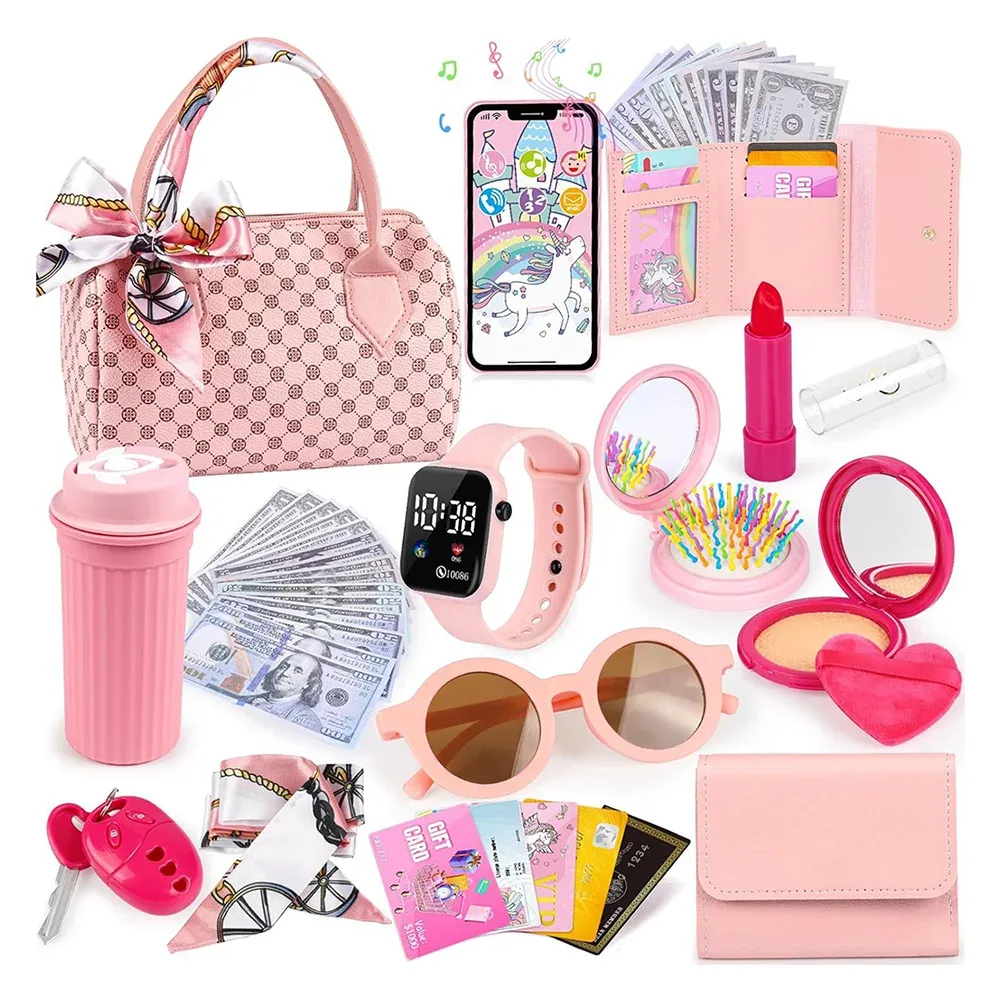 sac à main de jeu drôle pour filles, cadeaux de princesse, ensemble de sacs à main de jeu, sac à poignée supérieure pour téléphone portable/maquillage/bouteille d'eau, cadeau d'anniversaire de noël