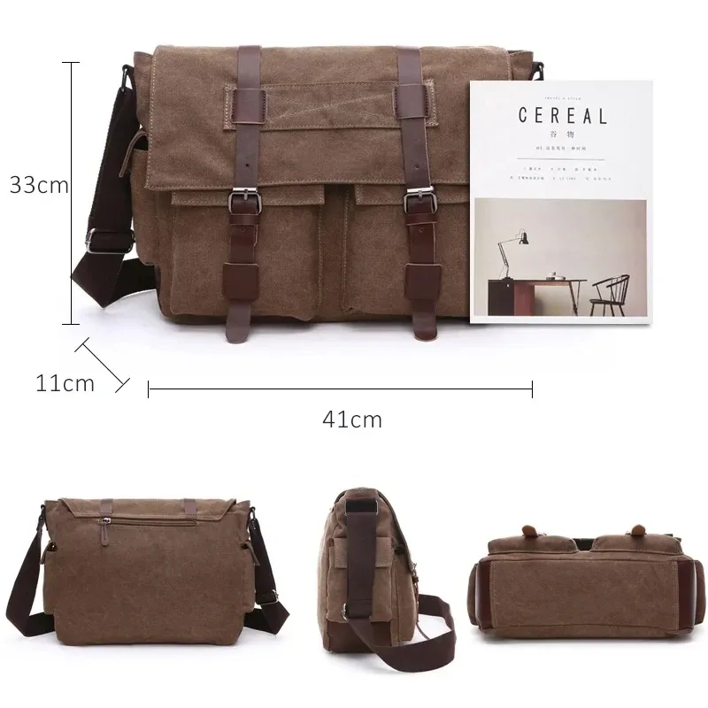 toile hommes sacs de messager d'affaires pour hommes sac à bandoulière vintage toile sac à bandoulière rétro décontracté bureau sac de voyage