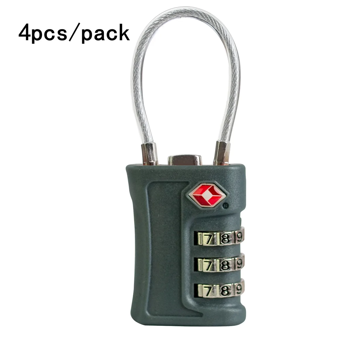 lot de 4 cadenas à code douanier tsa pour bagages de voyage, cadenas noir à design contrastant, cadenas à combinaison à 3 chiffres, code modifiable