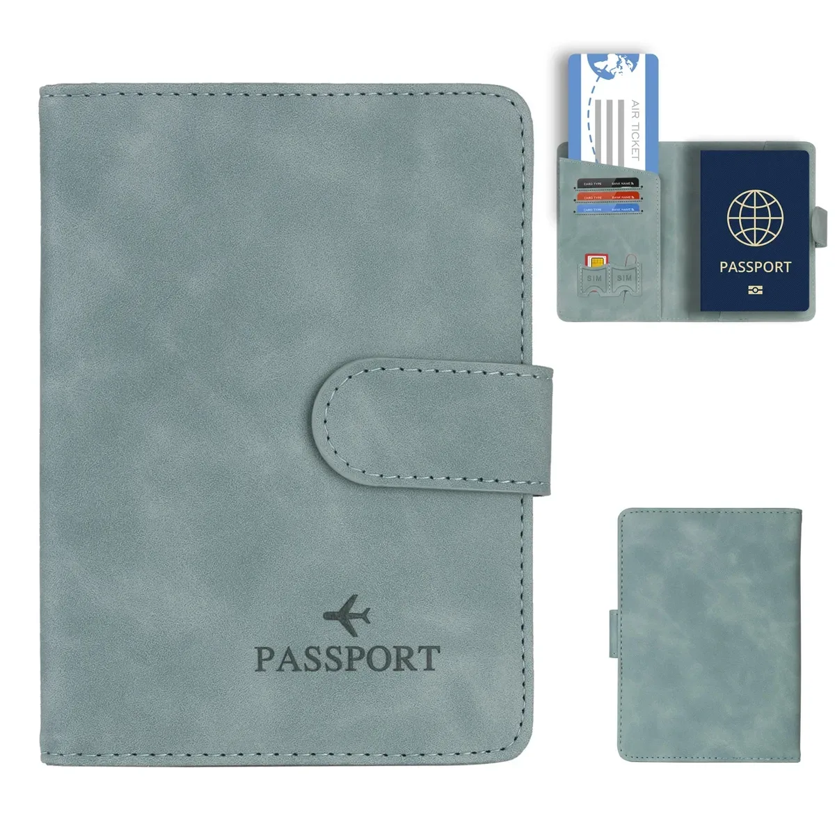 porte-passeport de voyage simple, étui portefeuille avec blocage rfid, étui pour cartes d'affaires en cuir pu, accessoires de voyage pour femmes et hommes