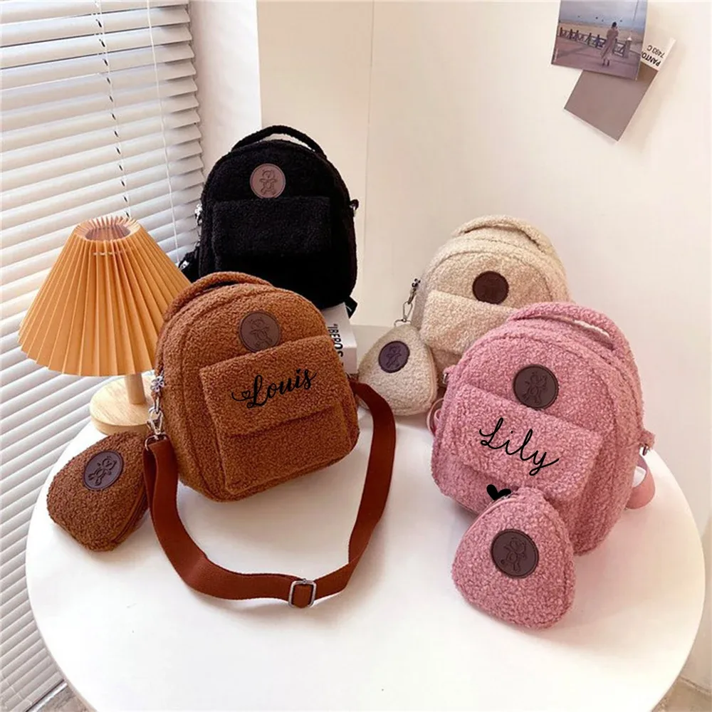 sacs à dos ours personnalisés nom personnalisé portablemini enfants voyage shopping sacs à dos femmes mignon ours en forme d'épaule sac à dos