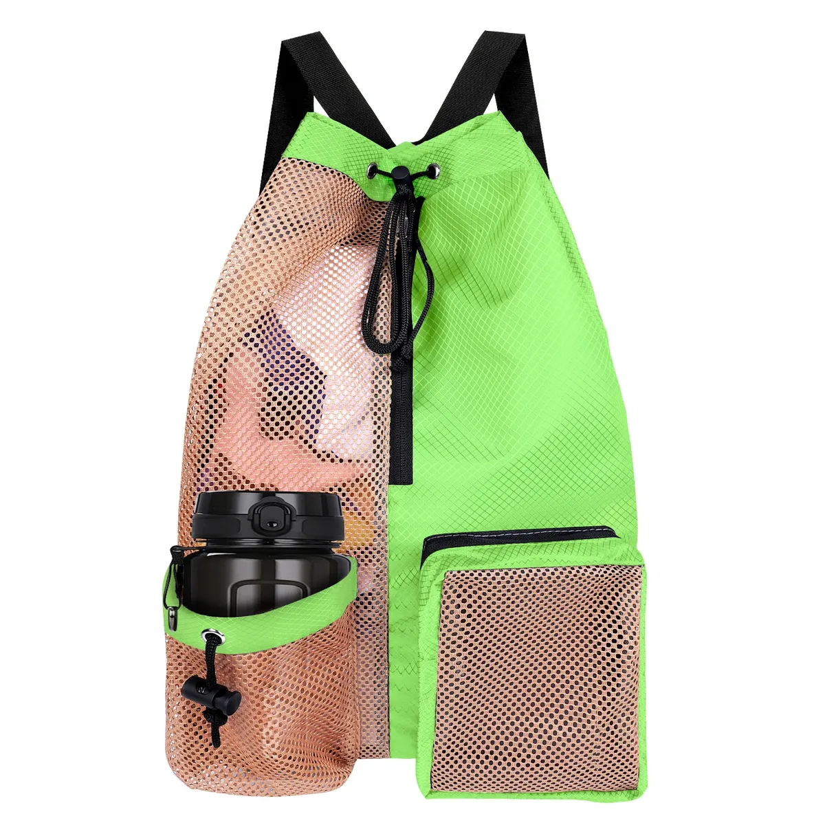sac de bain en maille avec cordon de serrage, sac à dos de plage polyvalent avec poche humide pour la natation, la salle de sport et l'équipement d'entraînement