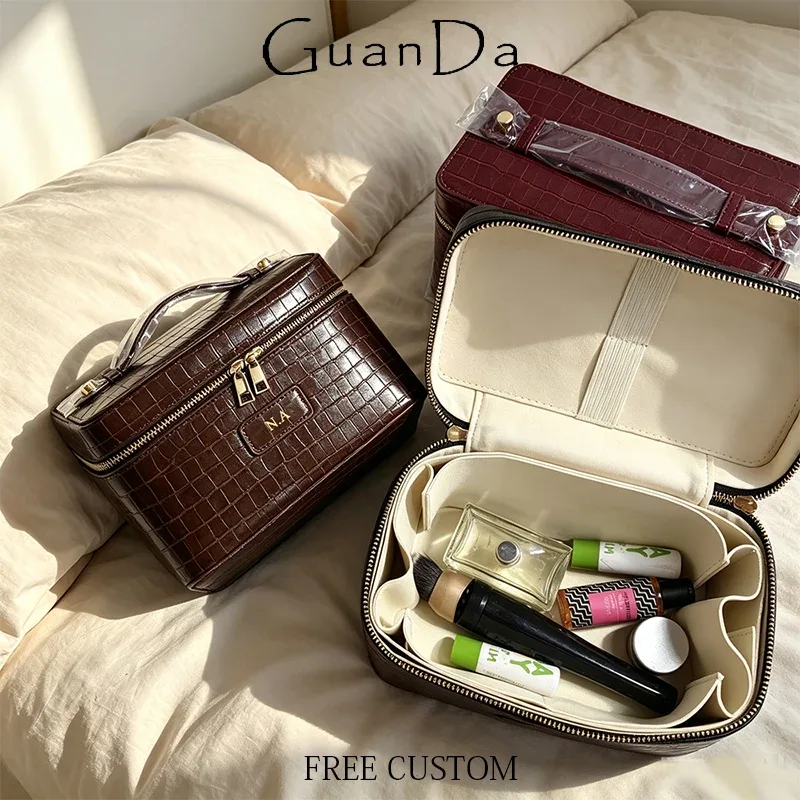 sac de voyage personnalisé en cuir motif crocodile avec fermeture éclair, grande capacité, poignée supérieure, sac à main de luxe diy pour femme