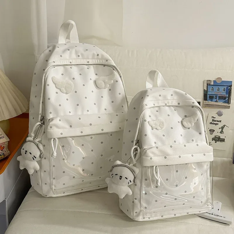 sac à dos bleu à pois, sac d'école classique unisexe, matériau en nylon, style jeune, capacité de 20 à 35 l, capacité pour ordinateur portable de 14 pouces