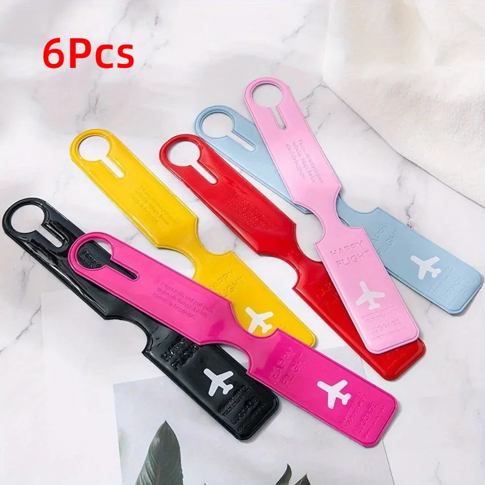 étiquettes de bagage de voyage, 6 pièces, couleurs mélangées, identification anti-perte, étiquette de bagage d'avion durable, accessoires de voyage