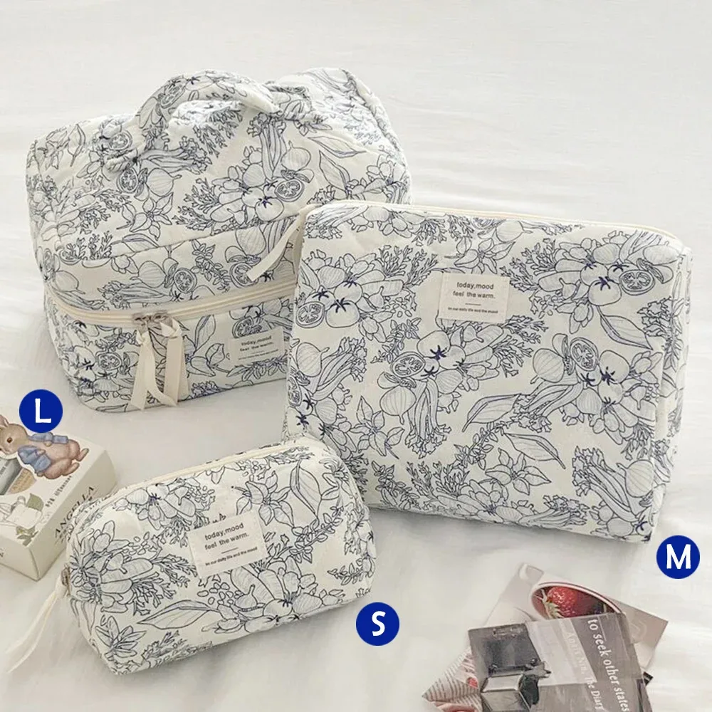 sac à cosmétiques de voyage à motif floral, sac à cosmétiques portable adapté aux voyages et aux essentiels scolaires pour femmes, trousse de maquillage