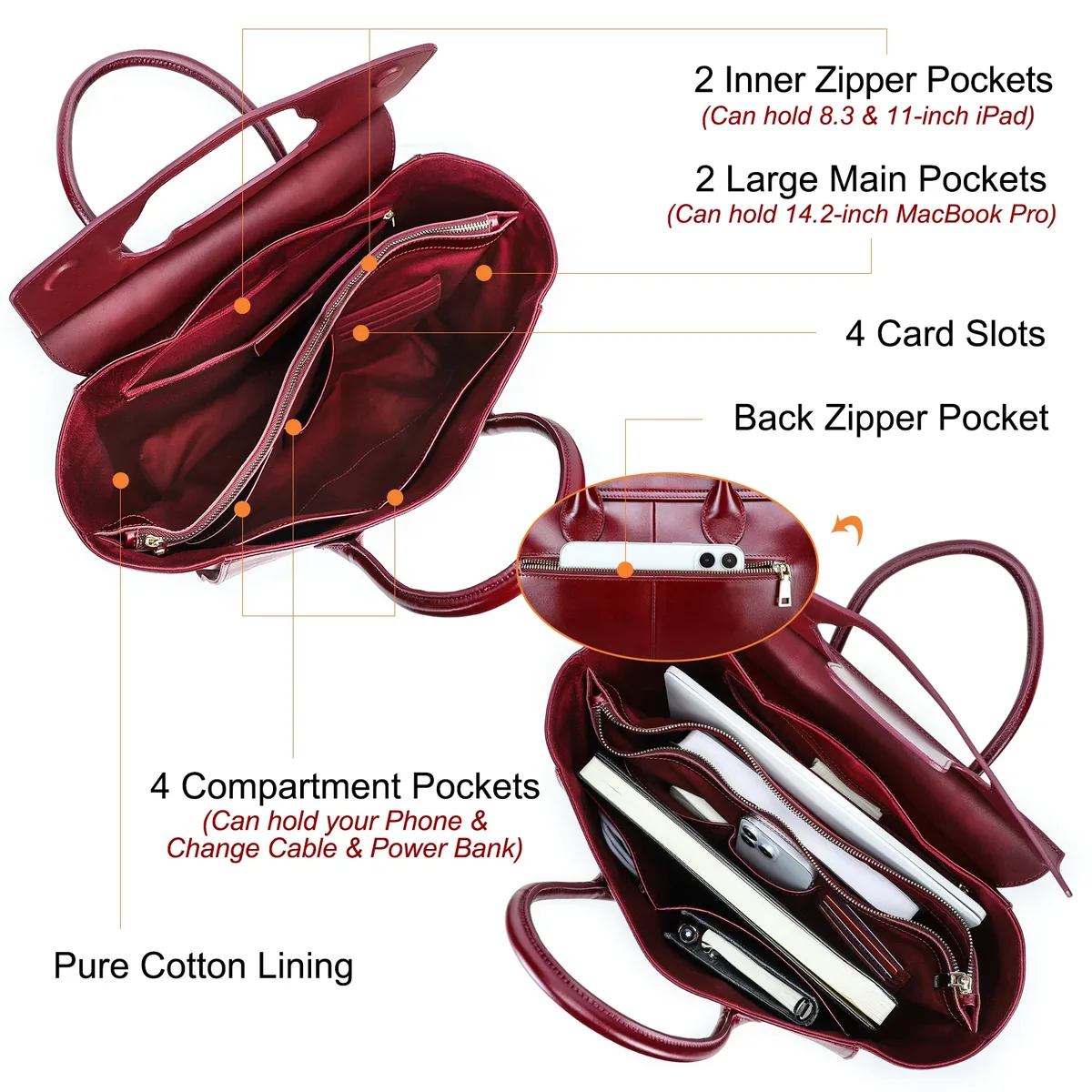 porte documents cuir vache bordeaux bright solid motif loquet poche limon 14 pouces voyage bureau