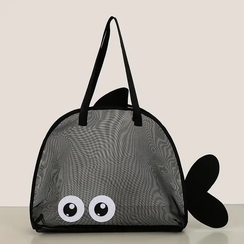 sac de rangement de grande capacité à motif de dessin animé, pliable, respirant, en maille, pochette organisatrice pour jouets de pêche à la sable, pour voyage et sports de plein air