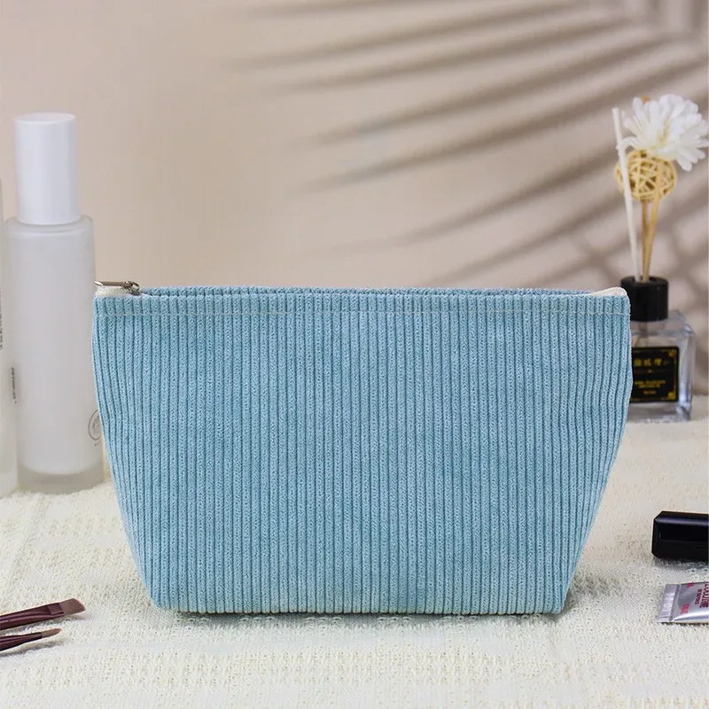 nouveau sac de maquillage octogonal en velours côtelé pour femmes, sac de rangement portable de grande capacité, trousse de toilette de voyage ms04