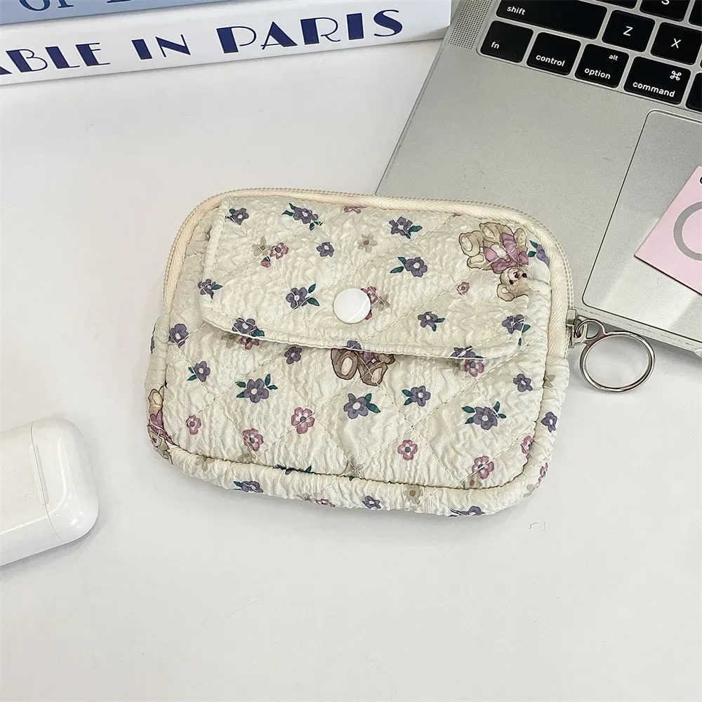 trousse cosmétique tissu coton motifs dessins animaux poche avant zippée format petite boîte usage voyage femmes