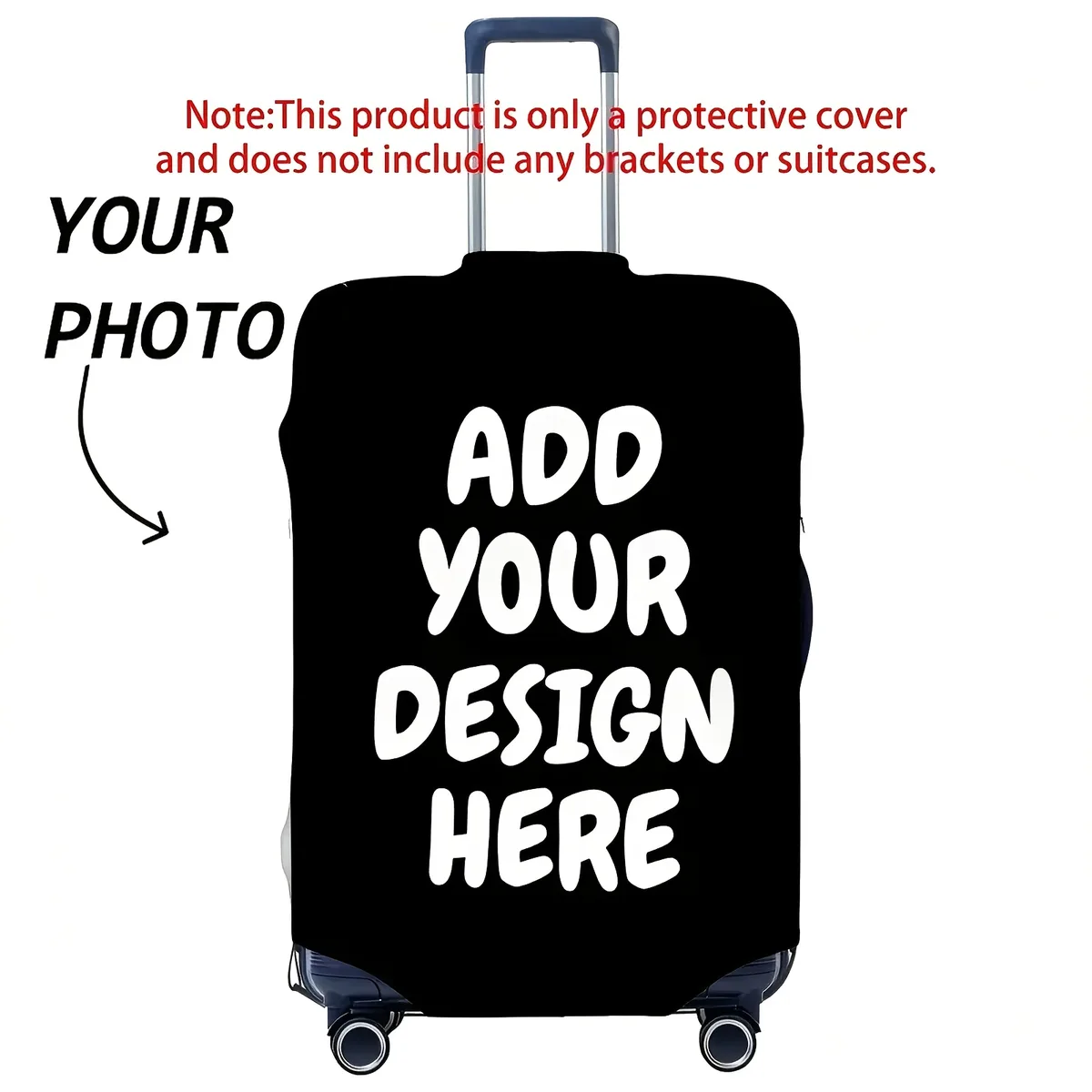 housse de bagage personnalisée avec fermeture éclair - personnalisez avec vos propres images et texte, impression recto-verso, polyester extensible, lavable en machine