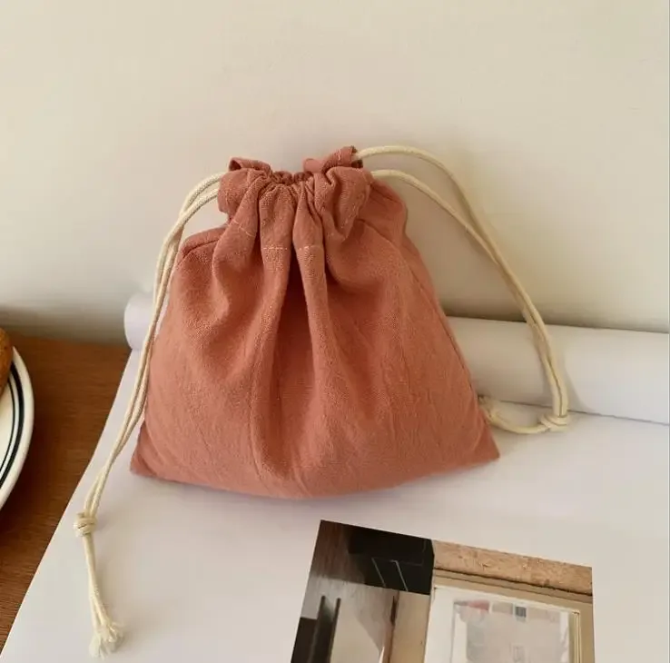 pochette de rangement en tissu de coton en treillis, pochette de rangement à cordon de serrage floral, emballage porte-monnaie, rouge à lèvres, organisateur de bijoux, sac cadeau de noël
