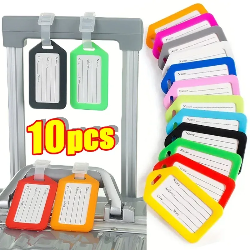 étiquettes de bagages colorées pour sac de visite, nom de valise, lettres personnalisées pour avion, accessoires de voyage attro, 1/10 pièces