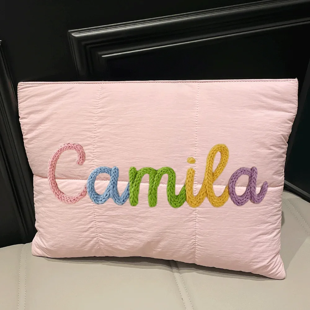 sac pour ordinateur portable personnalisé, étui pour ordinateur portable matelassé avec lettres en chenille personnalisées, housse pour ordinateur portable de 12x16 pouces, cadeau de bureau