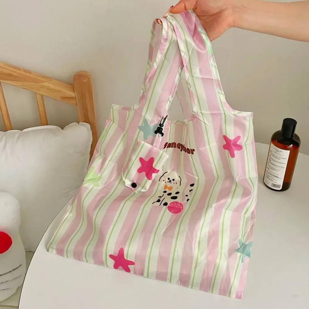 sac de shopping pliable en nylon amusant, sacs de rangement réutilisables, sac écologique à motif de dessin animé, sac fourre-tout imperméable, sac de voyage pour courses.