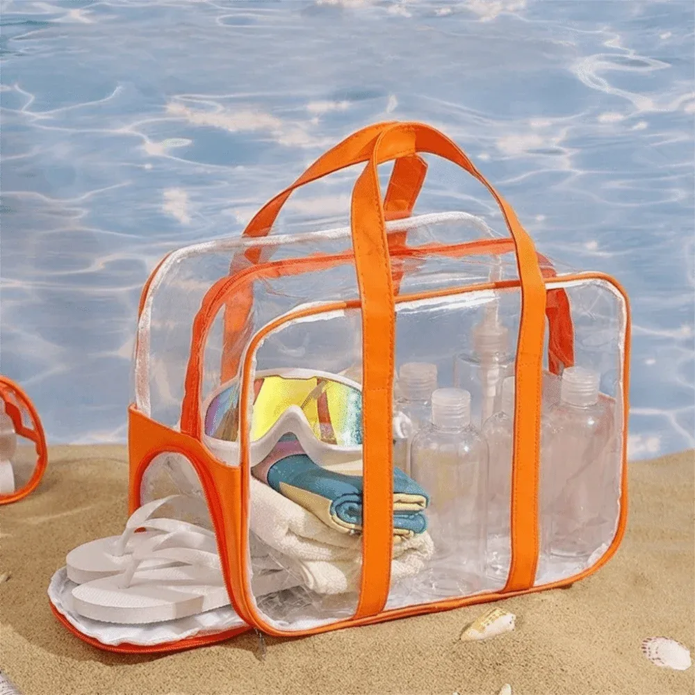 sac cosmétique transparent en pvc, grande capacité, léger, sac de rangement pour la natation, imperméable, séparation sec/humide, sac de sport pour l'entraînement.