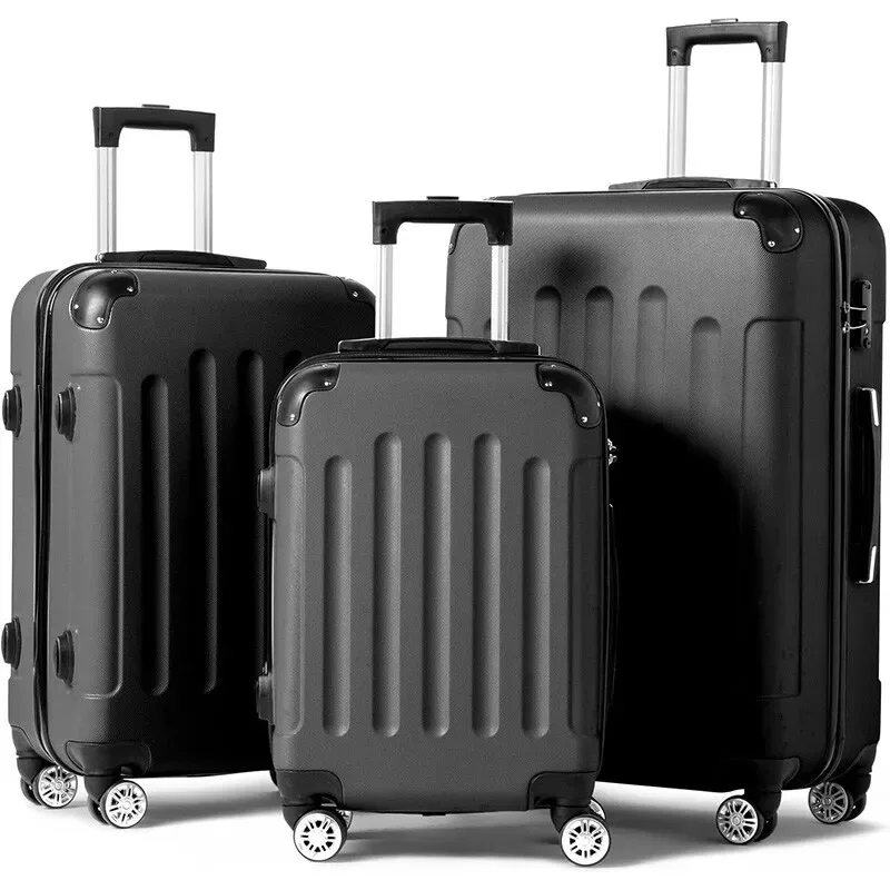 valise bagage abs plastique lignes verticales roues poignées motif voyage famille gris noir violet bleu rose