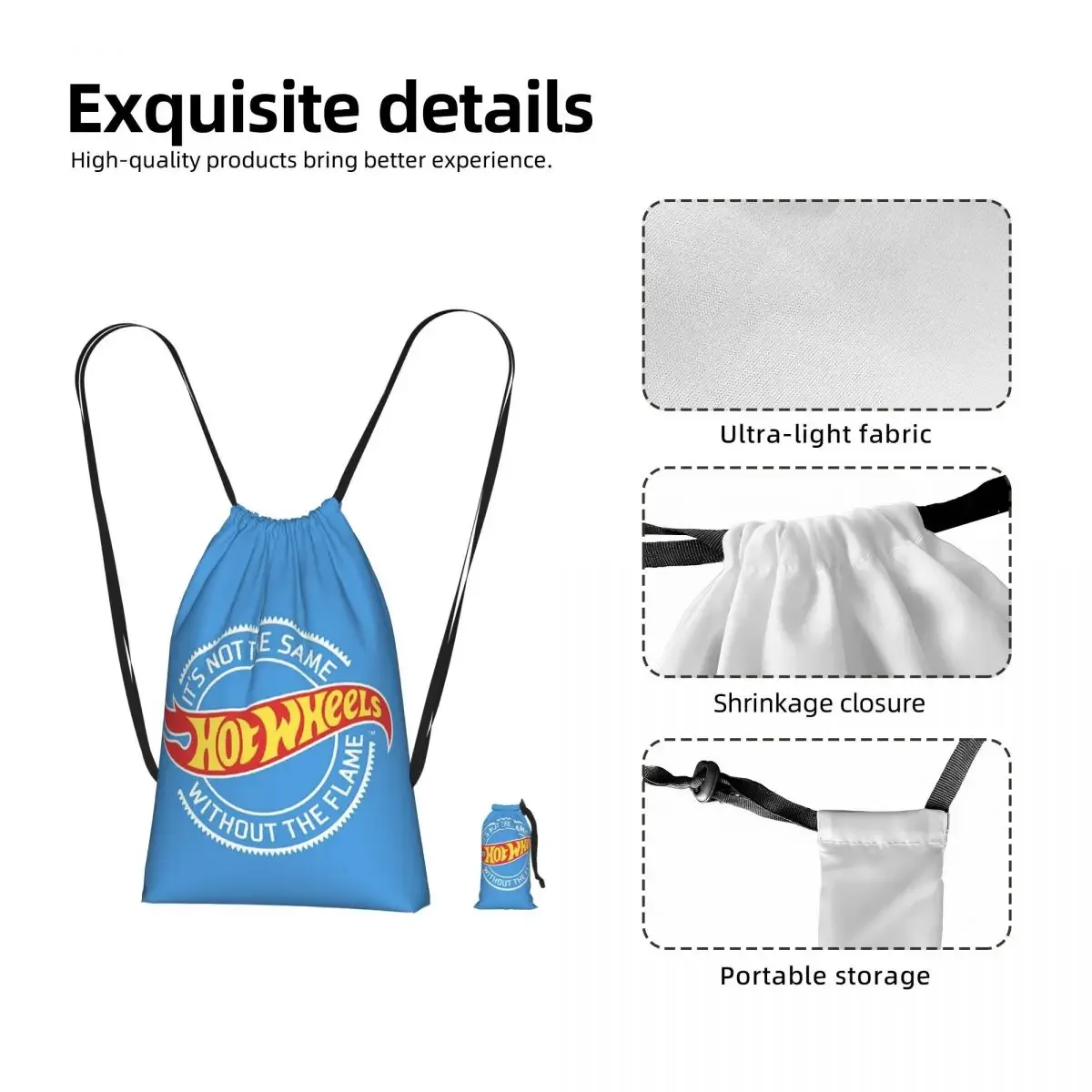 sac à dos à cordon hot wheels race, sac de sport, sac de voyage portable à cordon pour hommes et femmes