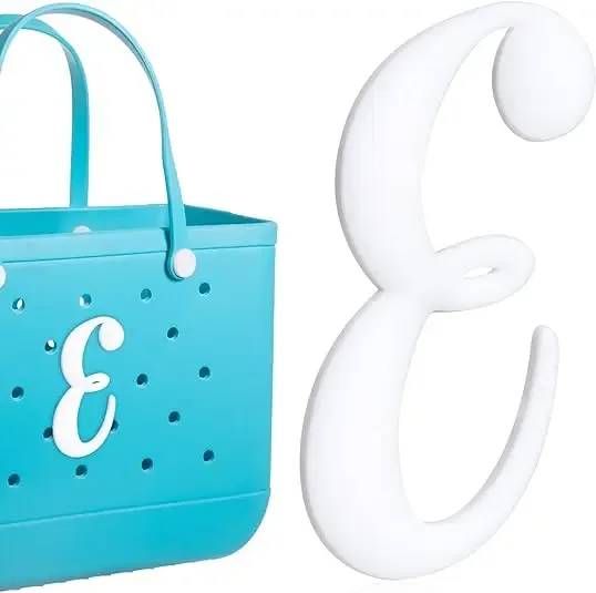1pc lettre décorative pour sac à main, lettres de l'alphabet de couleur blanche accessoires de décoration lettres de l'alphabet 3d pour sac fourre-tout de plage