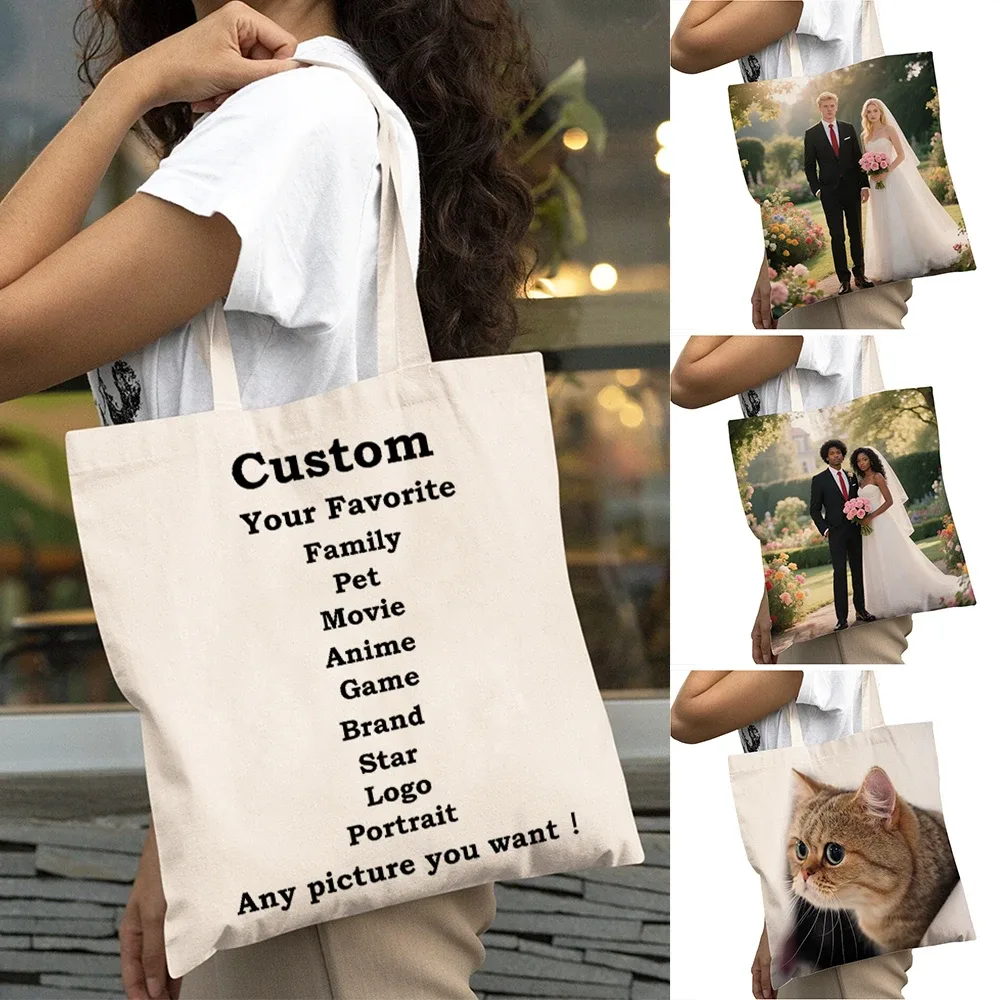 sacs de shopping personnalisés pour femmes avec logo imprimé, sac de shopping personnalisé pour femme, sac à main à grande capacité, sac à bandoulière pour fille