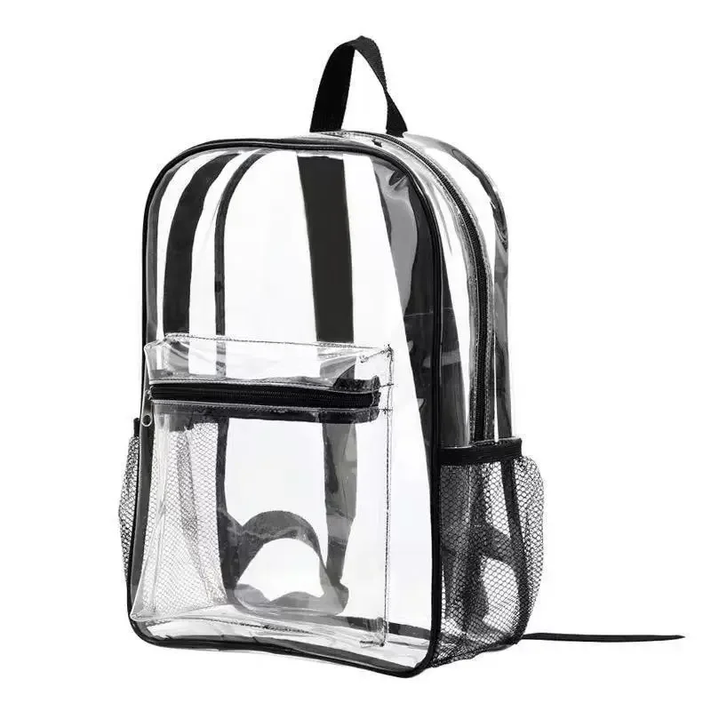sac à dos transparent en pvc transparent, grande capacité, sangle à coussin d'air, imperméable, résistant à l'usure, sac d'école unisexe pour enfants, pour voyage