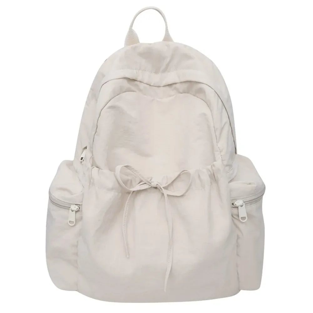 sac à dos mignon avec nœud, couleur unie, cordon de serrage, grande capacité, léger, pour étudiants, école, voyage