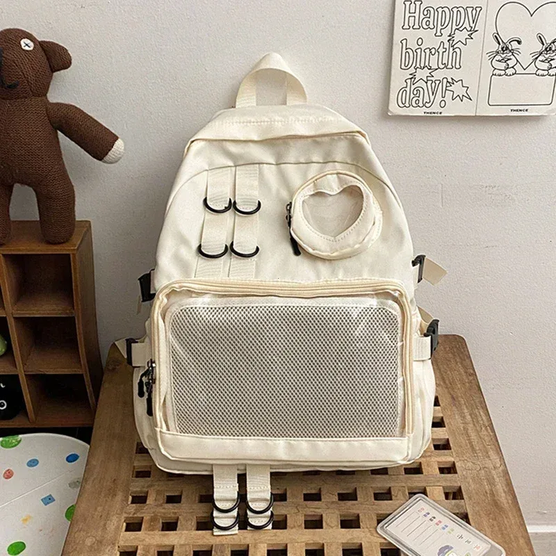 nouveau style de collage kawaii sac d'école sac à dos transparent adolescente itabag amour coeur jk femmes sac à dos pochette d'ordinateur