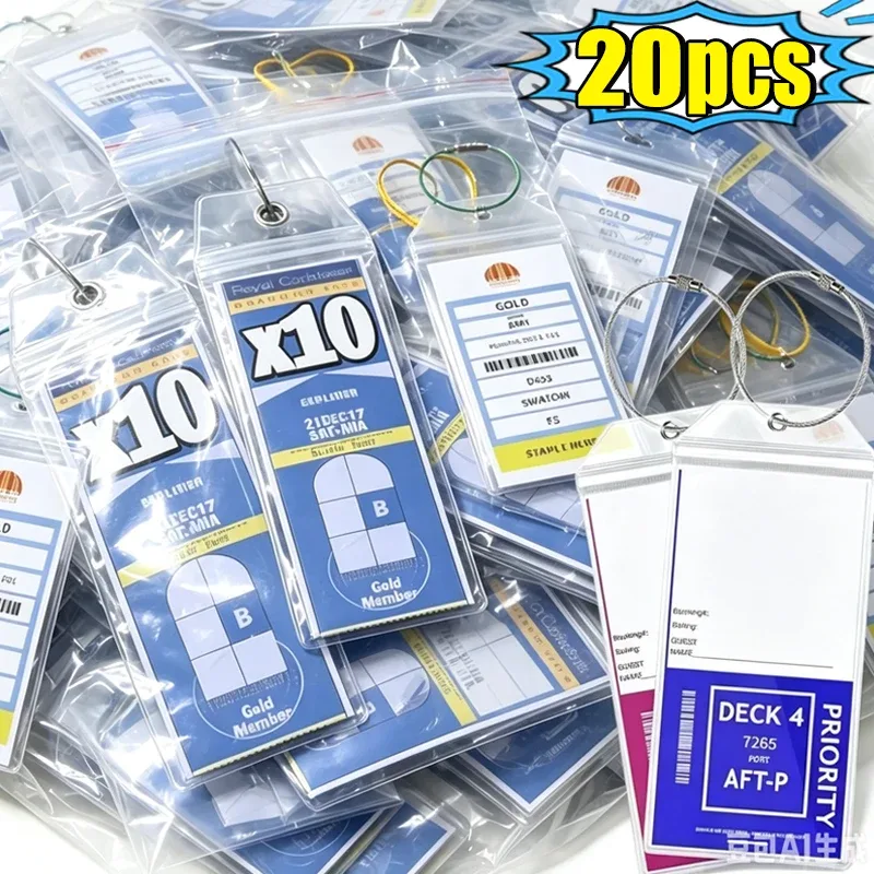 étiquettes de bagages de croisière, étanches, auto-scellantes, en pvc transparent, accessoires en plastique, anneau en acier inoxydable, étiquette de voyage pour croisière, 1 à 20 pièces