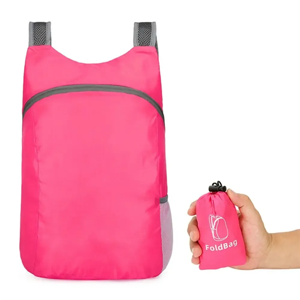 sac à dos pliable avec cordon de serrage, sac de rangement, fermeture éclair, grande capacité, léger, en nylon, sac d'école, sac à bandoulière, sac de voyage