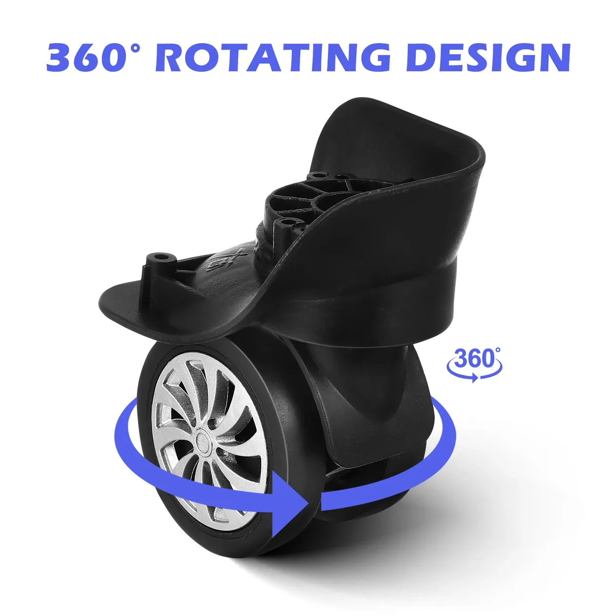 roue plastique noire remplacement universelle pivotante trolley accessoire réparation bagage travail multiples installation facile conception silencieuse rotative flexible grande capacité charge stabilité