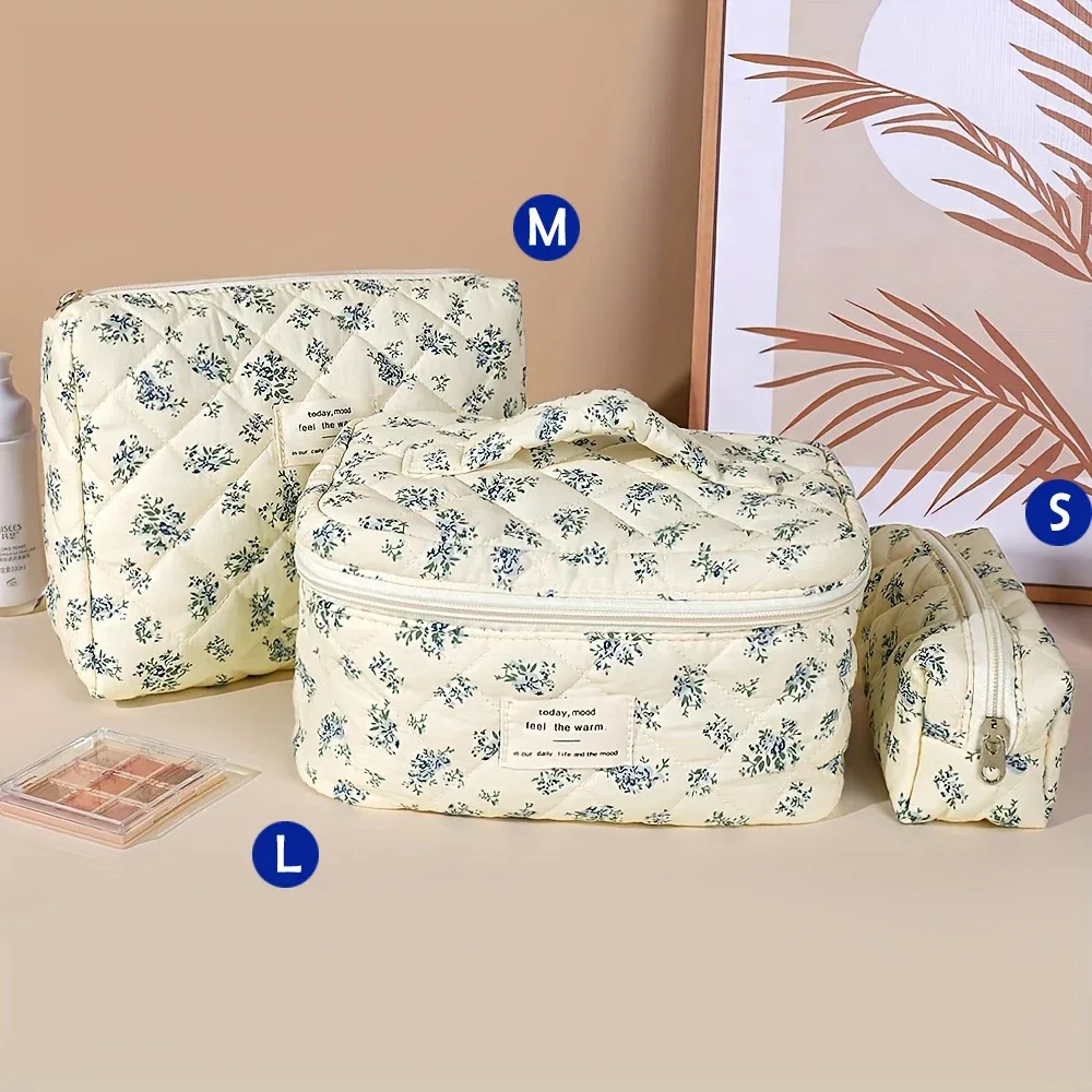sac à cosmétiques de voyage à motif floral, sac à cosmétiques portable adapté aux voyages et aux essentiels scolaires pour femmes, trousse de maquillage